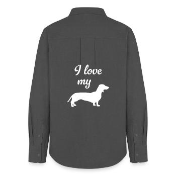 I love my Dackel Hunde Fan Herrchen Frauchen Pfote - Frauen Oxford Hemd - Anthrazit - Hinten - AI Model Female 172 light (172cm)