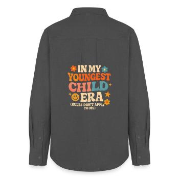 In My Youngest Child Era Daughter Families Humor - Women's Oxford Shirt - anthracite - Back - AI Model Female 172 light (172cm)