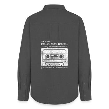 Old School Tape Trick - Women's Oxford Shirt - anthracite - Back - AI Model Female 172 light (172cm)