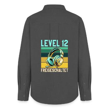 11. Geburtstag Junge Mädchen Gamer Level 11 - Frauen Oxford Hemd - Anthrazit - Hinten - AI Model Female 172 light (172cm)