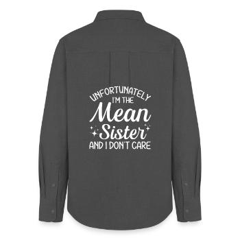 Mean Sister Attitude  - Women's Oxford Shirt - anthracite - Back - AI Model Female 172 light (172cm)