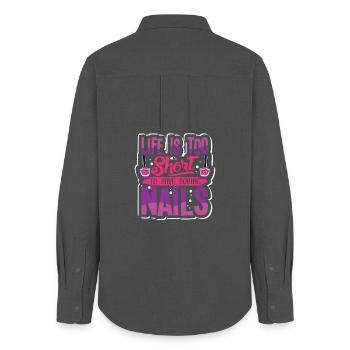 Nail Designer Nail Designer Cosmetics Nail Salon - Women's Oxford Shirt - anthracite - Back - AI Model Female 172 light (172cm)