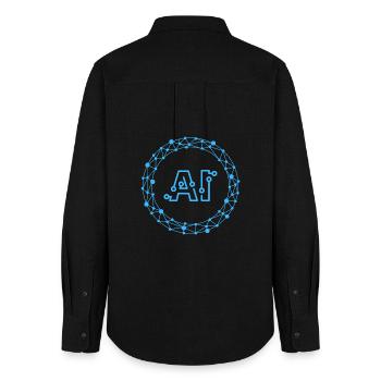 Futuristic AI Data Network Symbol - Women's Oxford Shirt - black - Back - AI Model Female 172 light (172cm)