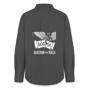 Dogma Flight: Ask the Rules - Women's Oxford Shirt - anthracite - Back - AI Model Female 172 light (172cm)