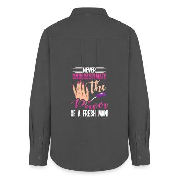 Nail Designer Nail Designer Cosmetics Nail Salon - Women's Oxford Shirt - anthracite - Back - AI Model Female 172 light (172cm)