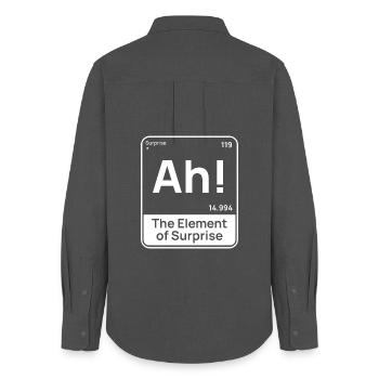 Funny Chemistry Design – Element of Surprise “Ah”  - Women's Oxford Shirt - anthracite - Back - AI Model Female 172 light (172cm)