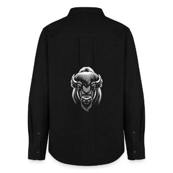 Gray bison head - Women's Oxford Shirt - black - Back - AI Model Female 172 light (172cm)