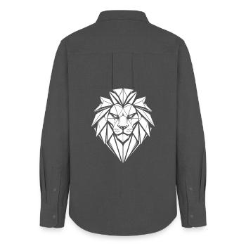 Geometric lion head black and white - Women's Oxford Shirt - anthracite - Back - AI Model Female 172 light (172cm)