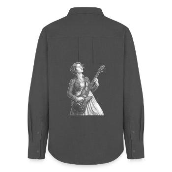 Jane Austen plays guitar - Women's Oxford Shirt - anthracite - Back - AI Model Female 172 light (172cm)