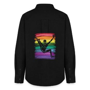 Boulderer Boulder Bouldering - Women's Oxford Shirt - black - Back - AI Model Female 172 light (172cm)