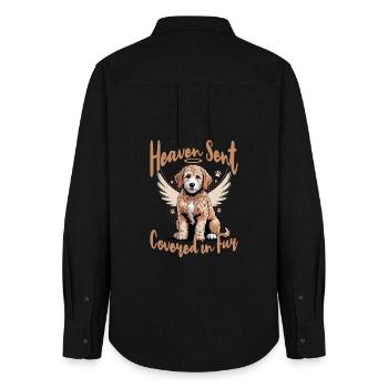 Goldendoodle Dog Breed - Women's Oxford Shirt - black - Back - AI Model Female 172 light (172cm)