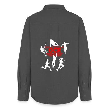 OCR Rot – Design der Hindernissilhouette - Frauen Oxford Hemd - Anthrazit - Hinten - AI Model Female 172 light (172cm)