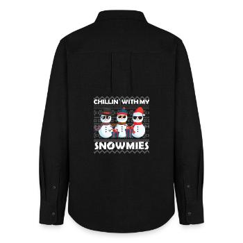 Snowmies Weihnachten Ugly Christmas Sweater - Women's Oxford Shirt - black - Back - AI Model Female 172 light (172cm)