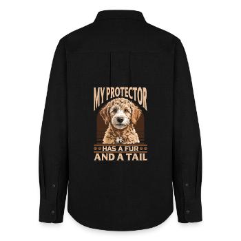 Goldendoodle Dog Breed - Women's Oxford Shirt - black - Back - AI Model Female 172 light (172cm)