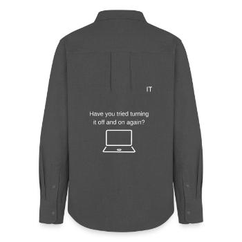Neustart Humor Laptop Spruch - Frauen Oxford Hemd - Anthrazit - Hinten - AI Model Female 172 light (172cm)