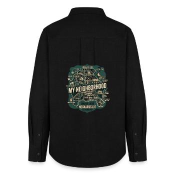 Mannheim Neckarstadt - Frauen Oxford Hemd - Schwarz - Hinten - AI Model Female 172 light (172cm)