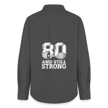 80 and Still Strong - Women's Oxford Shirt - anthracite - Back - AI Model Female 172 light (172cm)