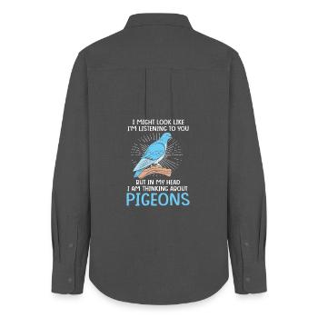 Pigeon pigeon - Chemise Oxford Femme - charbon - Dos - AI Model Female 172 light (172cm)