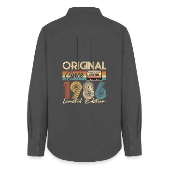40th birthday, 40 years, original 1986 - Women's Oxford Shirt - anthracite - Back - AI Model Female 172 light (172cm)