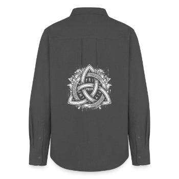 Triquetra - Éternité et Trinité - Chemise Oxford Femme - charbon - Dos - AI Model Female 172 light (172cm)
