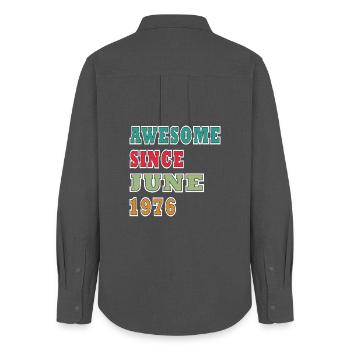 Awesome since June 1976 Retro - Women's Oxford Shirt - anthracite - Back - AI Model Female 172 light (172cm)