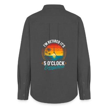 Retirement Beach Clock – 5 p.m. Anywhere - Women's Oxford Shirt - anthracite - Back - AI Model Female 172 light (172cm)