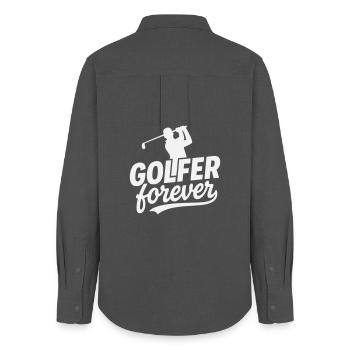 Motif du logo Golfer Forever - Chemise Oxford Femme - charbon - Dos - AI Model Female 172 light (172cm)