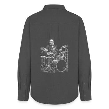 Grover Cleveland speelt drums - Vrouwen Oxford overhemd - houtskool - Achter - AI Model Female 172 light (172cm)