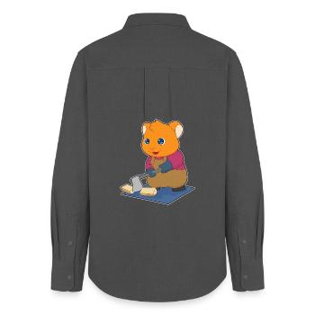 Forêt de hache de bûcheron hamster - Chemise Oxford Femme - charbon - Dos - AI Model Female 172 light (172cm)