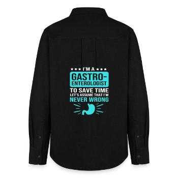 Gastroenterology - Women's Oxford Shirt - black - Back - AI Model Female 172 light (172cm)