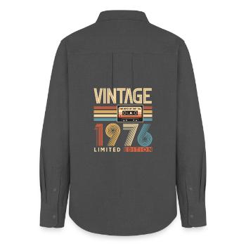 50 Year Anniversary, Vintage 1976 - Women's Oxford Shirt - anthracite - Back - AI Model Female 172 light (172cm)