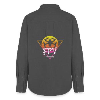 FPV Pilote Drone Freestyle & Cadeau de la course - Chemise Oxford Femme - charbon - Dos - AI Model Female 172 light (172cm)