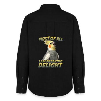 Humour de calopsitte Oiseau Calopsitte Perroquet - Chemise Oxford Femme - noir - Dos - AI Model Female 172 light (172cm)
