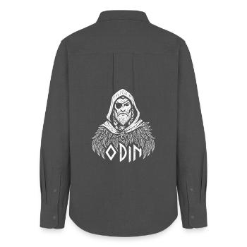 Odin, Raven Feathers - Women's Oxford Shirt - anthracite - Back - AI Model Female 172 light (172cm)