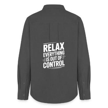 Relax Everything is Out of Control - Women's Oxford Shirt - anthracite - Back - AI Model Female 172 light (172cm)