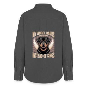 Rottweiler Rottie Dog Breed - Women's Oxford Shirt - anthracite - Back - AI Model Female 172 light (172cm)