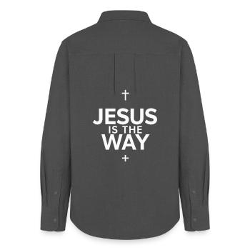 Jésus is the way - Women's Oxford Shirt - anthracite - Back - AI Model Female 172 light (172cm)