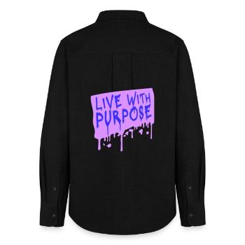 Live With Purpose Motivation Sense Mindset Saying - Women's Oxford Shirt - black - Back - AI Model Female 172 light (172cm)