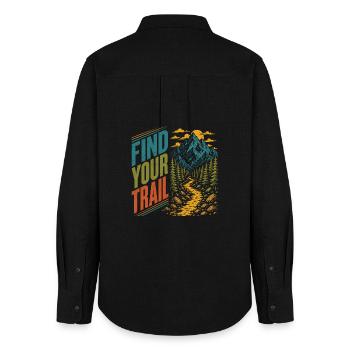 Mountains - Find Your Trail - Women's Oxford Shirt - black - Back - AI Model Female 172 light (172cm)