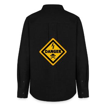 danger de mort- panneau sticker Danger - Chemise Oxford Femme - noir - Dos - AI Model Female 172 light (172cm)