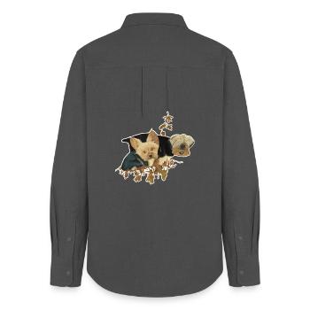 Yorkshire dogs in autumn leaves - Women's Oxford Shirt - anthracite - Back - AI Model Female 172 light (172cm)