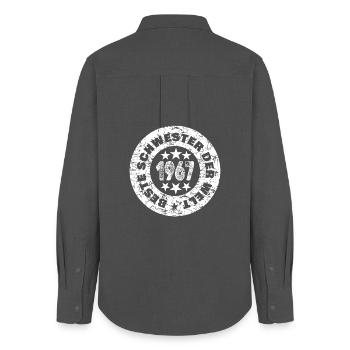 Born in 1967 - Women's Oxford Shirt - anthracite - Back - AI Model Female 172 light (172cm)