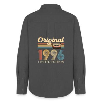 30e anniversaire, 30 ans - Chemise Oxford Femme - charbon - Dos - AI Model Female 172 light (172cm)