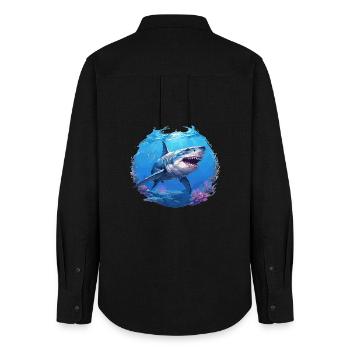 Great White Shark Great White Shark - Women's Oxford Shirt - black - Back - AI Model Female 172 light (172cm)