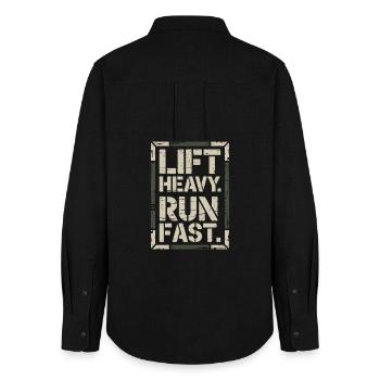 Lift Heavy Run Fast Gym Weight Training Workout Fitness - Women's Oxford Shirt - black - Back - AI Model Female 172 light (172cm)