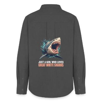 Great White Shark Great White Shark - Women's Oxford Shirt - anthracite - Back - AI Model Female 172 light (172cm)