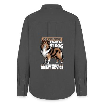 Shetland Sheepdog Sheltie Dog Breed - Frauen Oxford Hemd - Anthrazit - Hinten - AI Model Female 172 light (172cm)