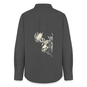 Moose mit Sonnenbrille Graphic - Frauen Oxford Hemd - Anthrazit - Hinten - AI Model Female 172 light (172cm)