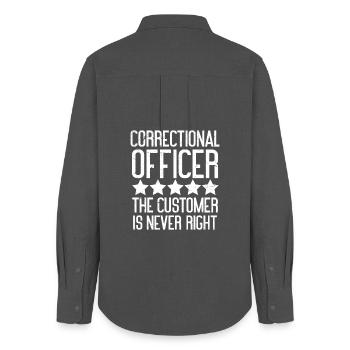 correctional officer the customer is never right - Women's Oxford Shirt - anthracite - Back - AI Model Female 172 light (172cm)