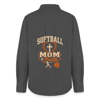 Softball Mom With Faith Philippians 4 13 - Women's Oxford Shirt - anthracite - Back - AI Model Female 172 light (172cm)